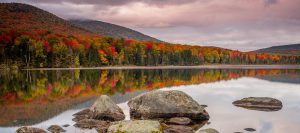 Vermont lake in autumn.